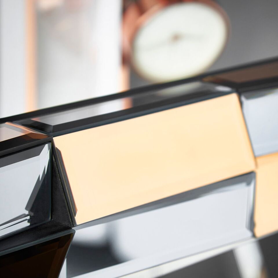 Aleba Console Table – DotFurn (110cm, Coloured Mirror & Stainless Steel, Modern Luxe Design) - Image 4