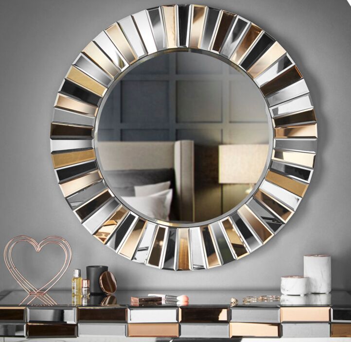 Aleba Console Table – DotFurn (110cm, Coloured Mirror & Stainless Steel, Modern Luxe Design) - Image 3
