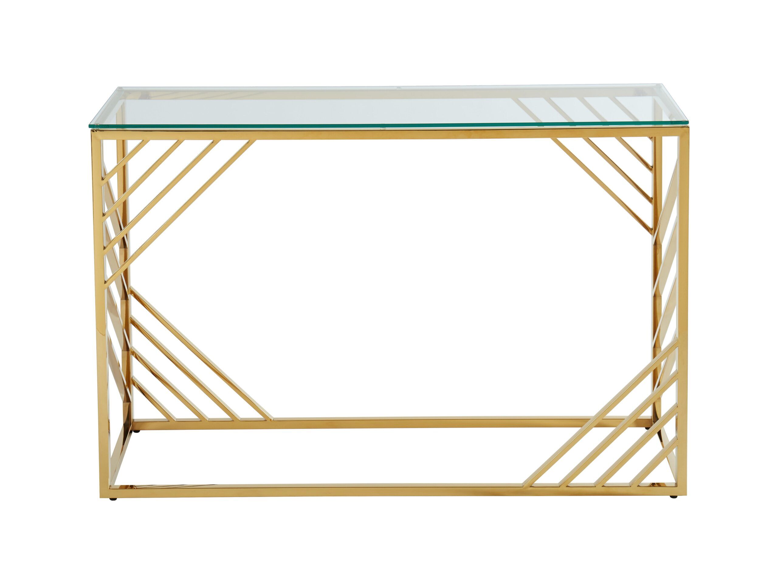Bexley Glass Console Table – DotFurn (120cm, Clear Tempered Glass Top, Gold Frame) - Image 2