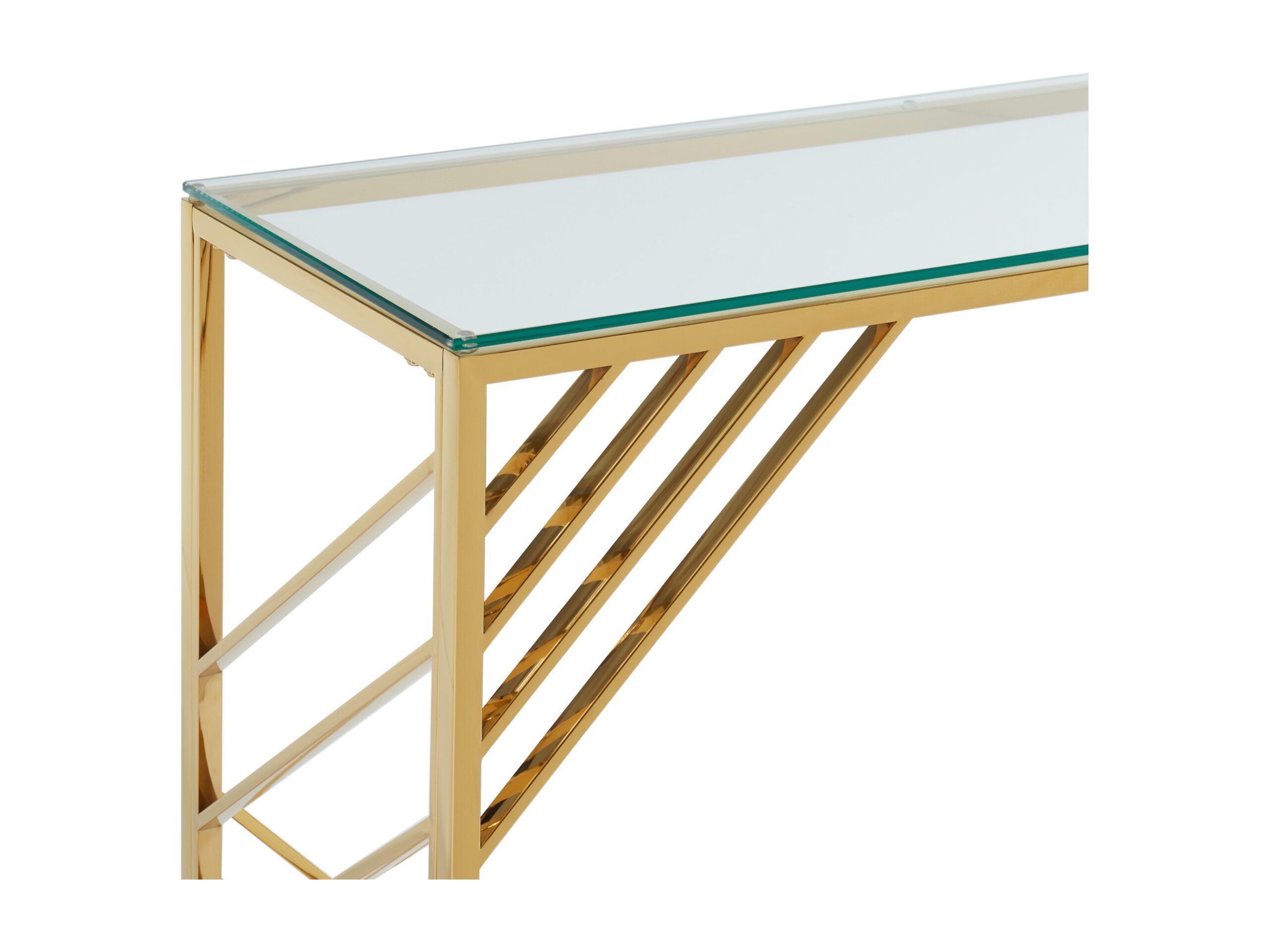 Bexley Glass Console Table – DotFurn (120cm, Clear Tempered Glass Top, Gold Frame) - Image 3