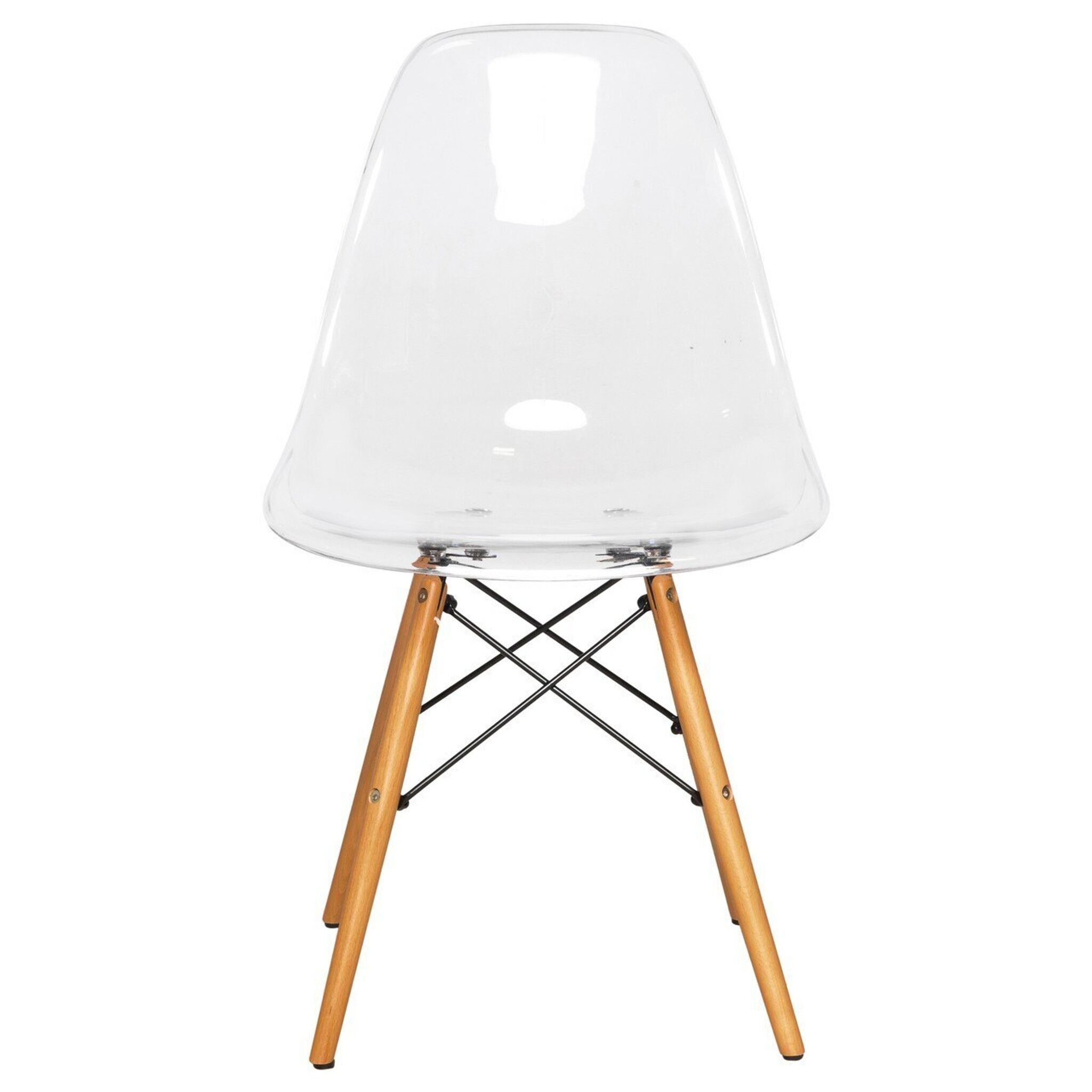 DotFurn Lucent Clear Acrylic Side Chair – Eiffel Beechwood Base