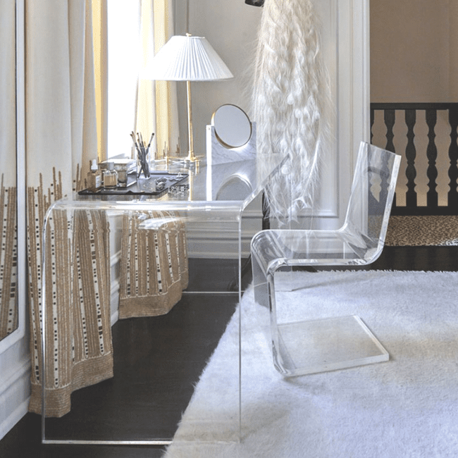 DotFurn Fantôme Clear Glass Office Desk – Modern Bent Tempered Glass Table - Image 2